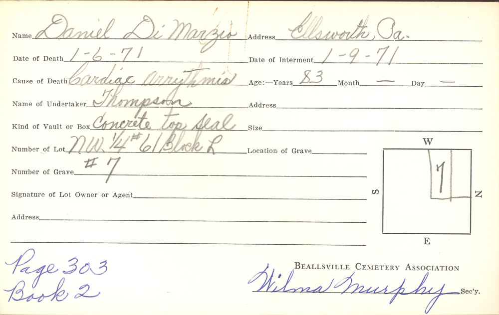 burial card